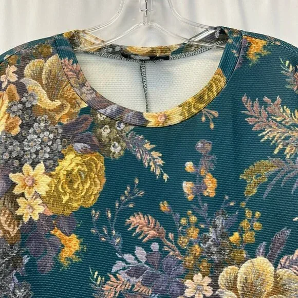 Asos Curve Womens A Line Dress Multicolor Floral Stretch Short Sleeve UK 14 - Picture 6 of 11